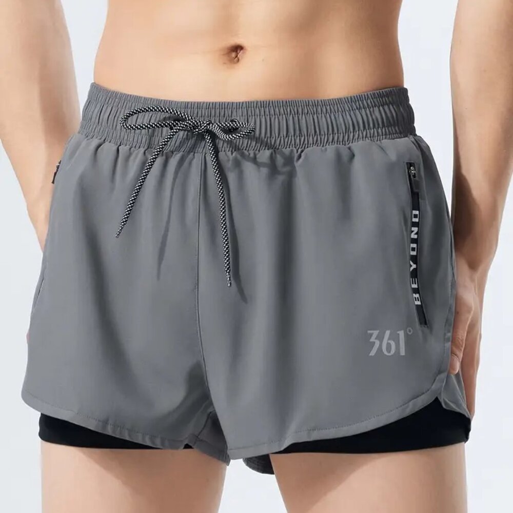 361 Degrees 2-in-1 Double Layer Shorts - Gray